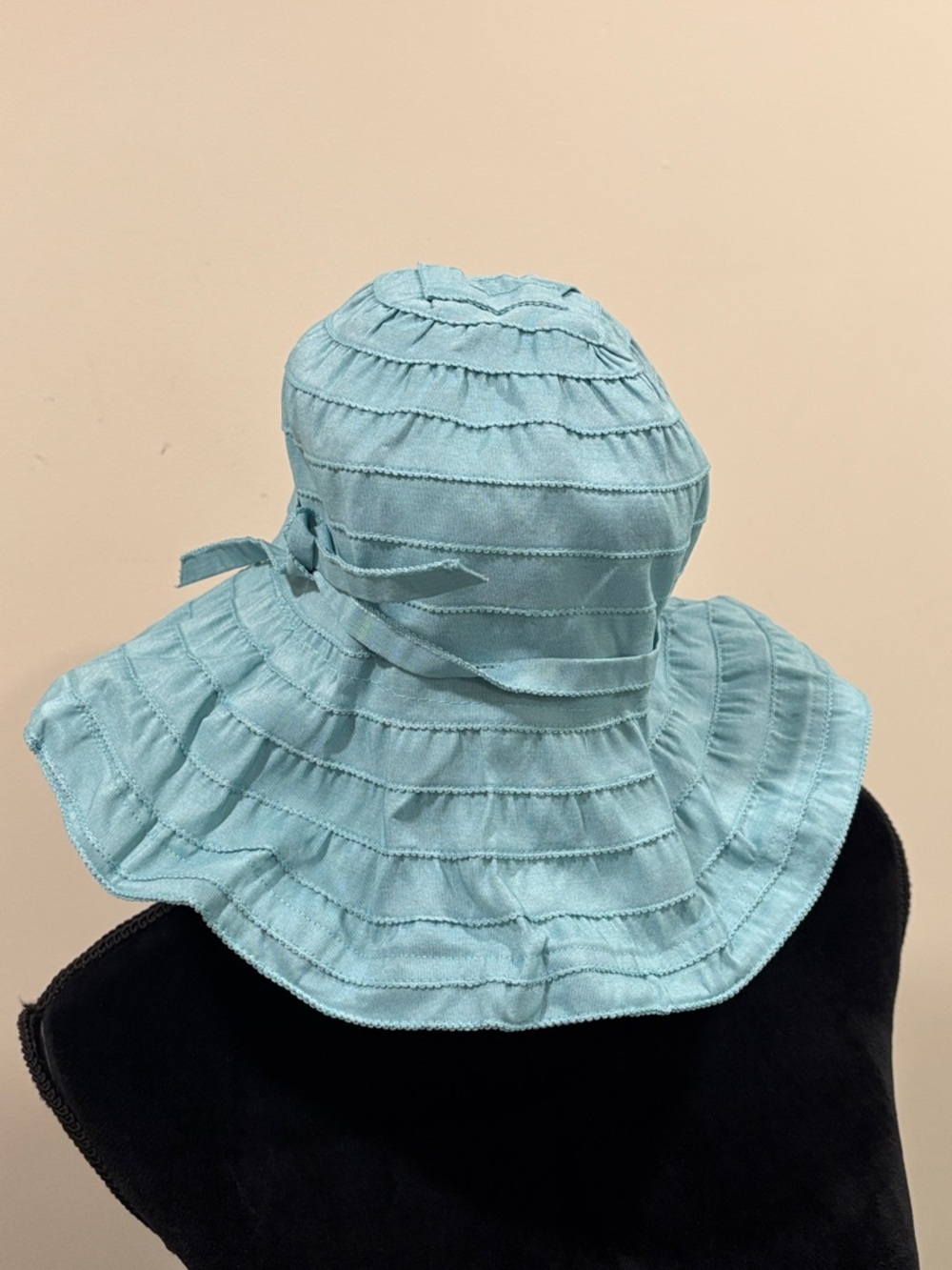San Diego Hat Company Robin Egg Blue Ribbon Tiered Sun Hat with Side Bow